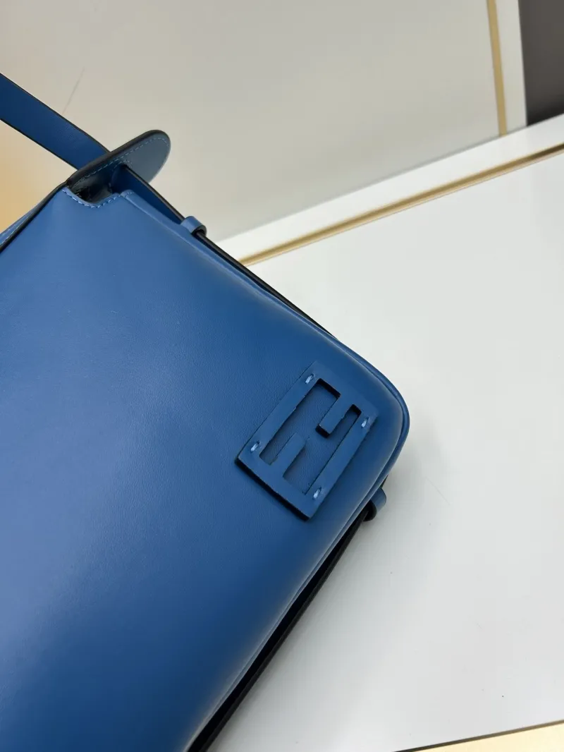 Fendi Blue Leather Crossbody Satchel Bag - Image 4