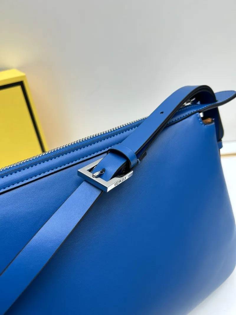 Fendi Blue Leather Crossbody Satchel Bag - Image 6