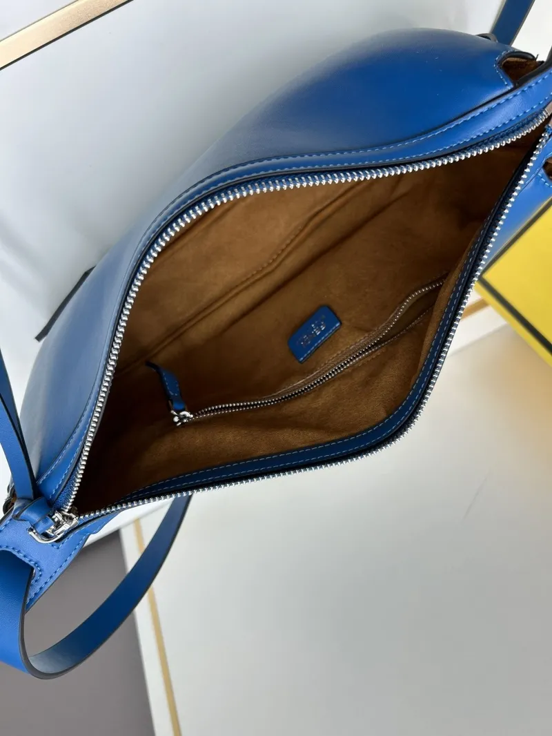 Fendi Blue Leather Crossbody Satchel Bag - Image 7