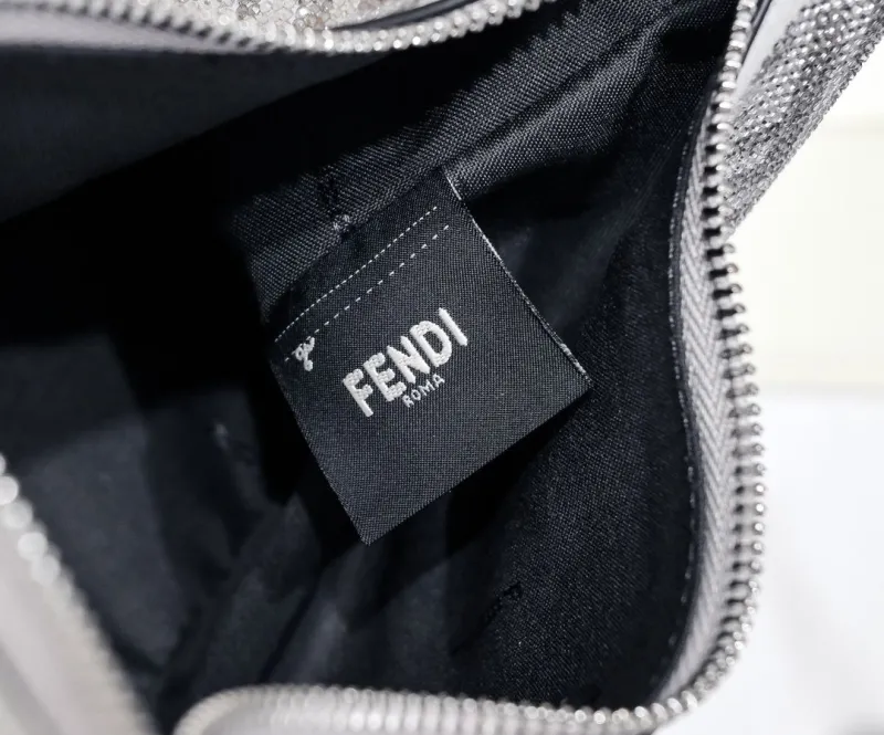 Fendi 8BR798 Silver Crystal Hobo Bag - Image 3