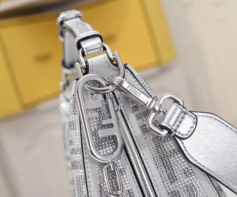 Fendi 8BR798 Silver Crystal Hobo Bag - Image 5