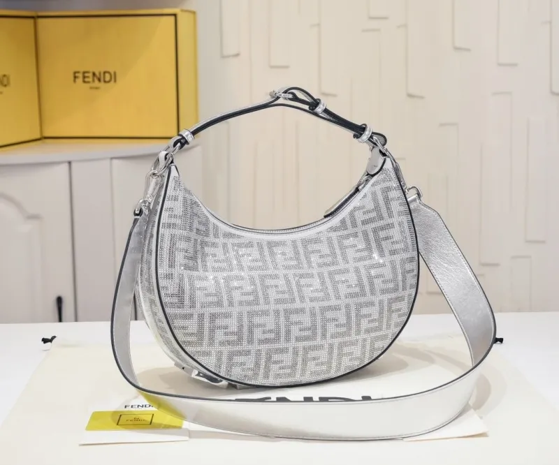 Fendi 8BR798 Silver Crystal Hobo Bag - Image 8