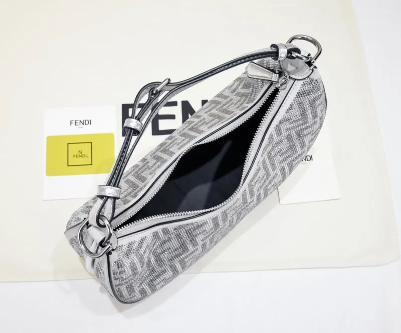 Fendi 8BR798 Silver Crystal Hobo Bag - Image 9
