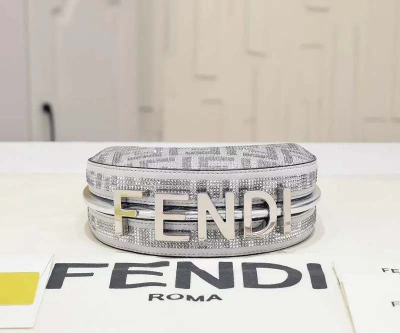 Fendi Silver Crystal Mini Satchel Bag 148 - Image 8