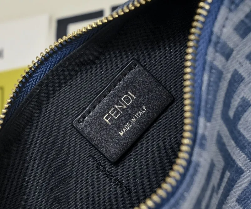 Fendi Blue Denim FF Pattern Mini Shoulder Bag - Image 8