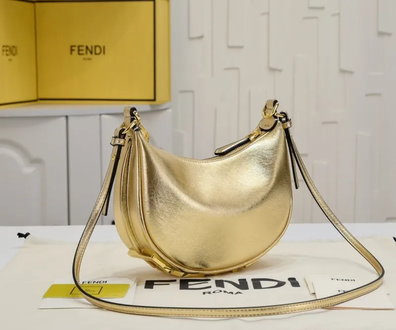 Fendi Gold Crescent Satchel Bag 156 - Image 3