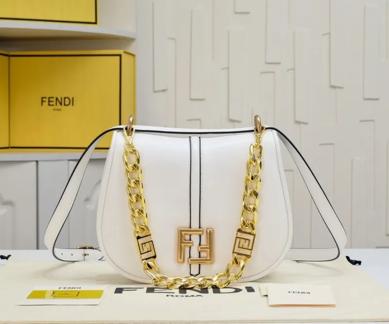 Fendi White Leather Satchel Bag