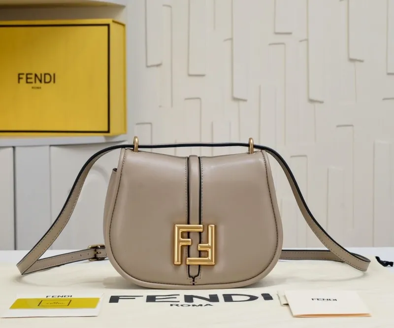 Alternative view of Fendi Beige Leather Crossbody Saddle Bag