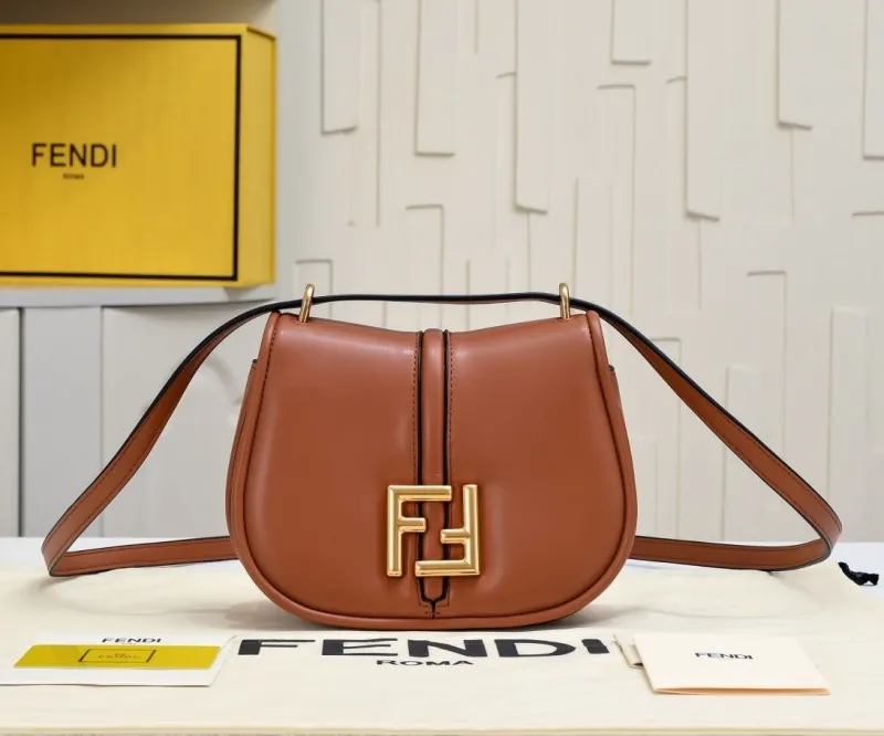 Alternative view of Fendi Brown Leather Crossbody Saddle Bag 170