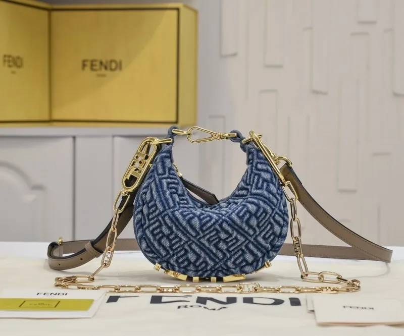 Fendi Blue Denim Mini Crossbody Bag