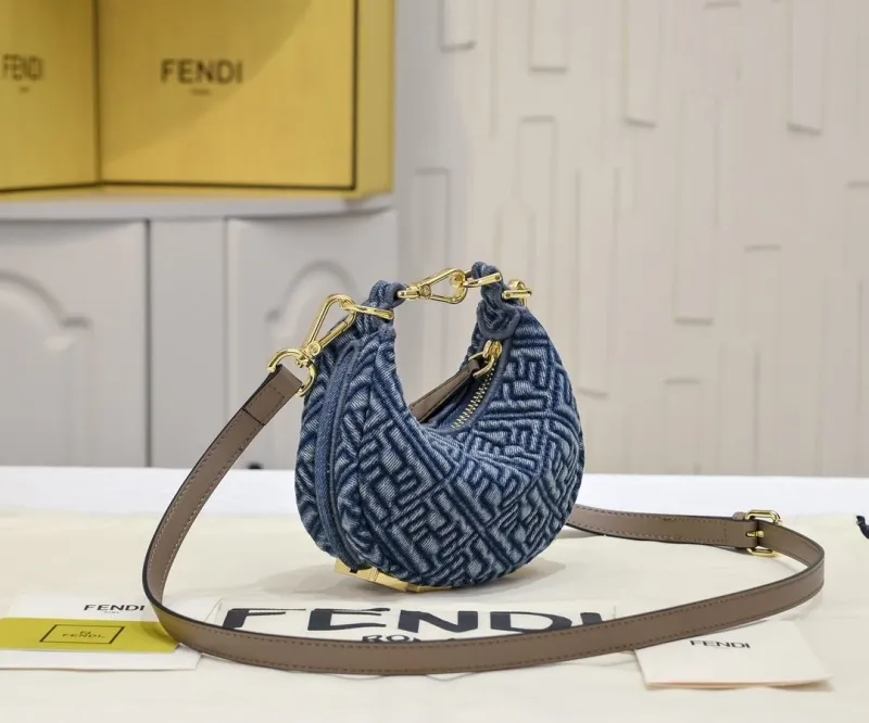 Fendi Blue Denim Mini Crossbody Bag - Image 3
