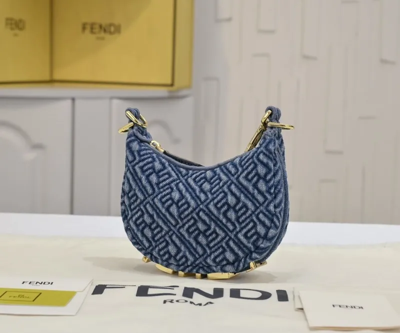 Fendi Blue Denim Mini Crossbody Bag - Image 4