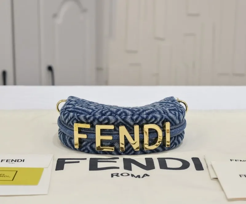 Fendi Blue Denim Mini Crossbody Bag - Image 5