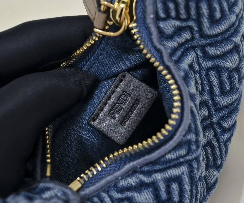 Fendi Blue Denim Mini Crossbody Bag - Image 6