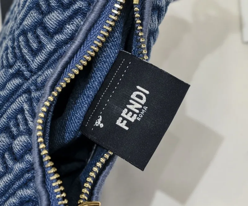 Fendi Blue Denim Mini Crossbody Bag - Image 8