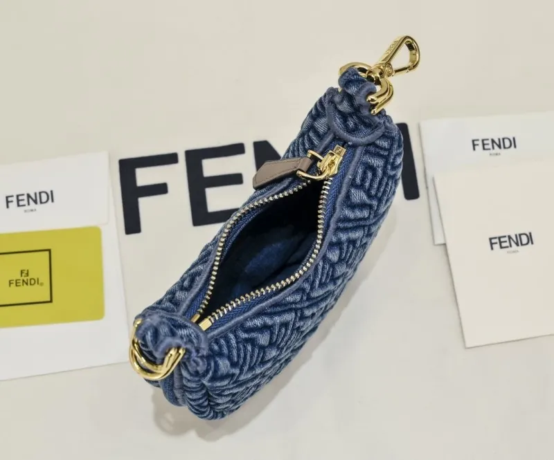 Fendi Blue Denim Mini Crossbody Bag - Image 9