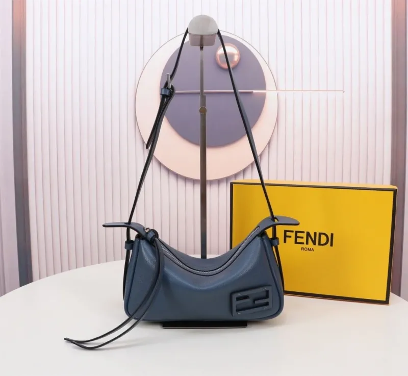 Fendi Blue Leather Shoulder Bag