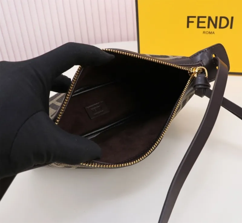 Fendi Dark Brown FF Monogram Crossbody Bag - Image 9