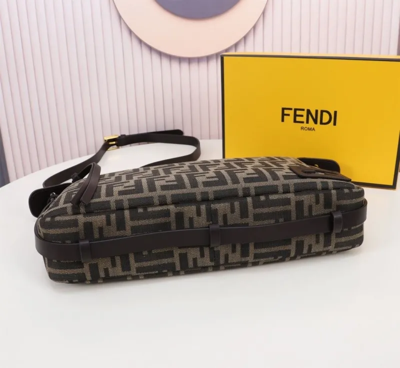 Fendi FF Monogram Brown Satchel Bag 176 - Image 5