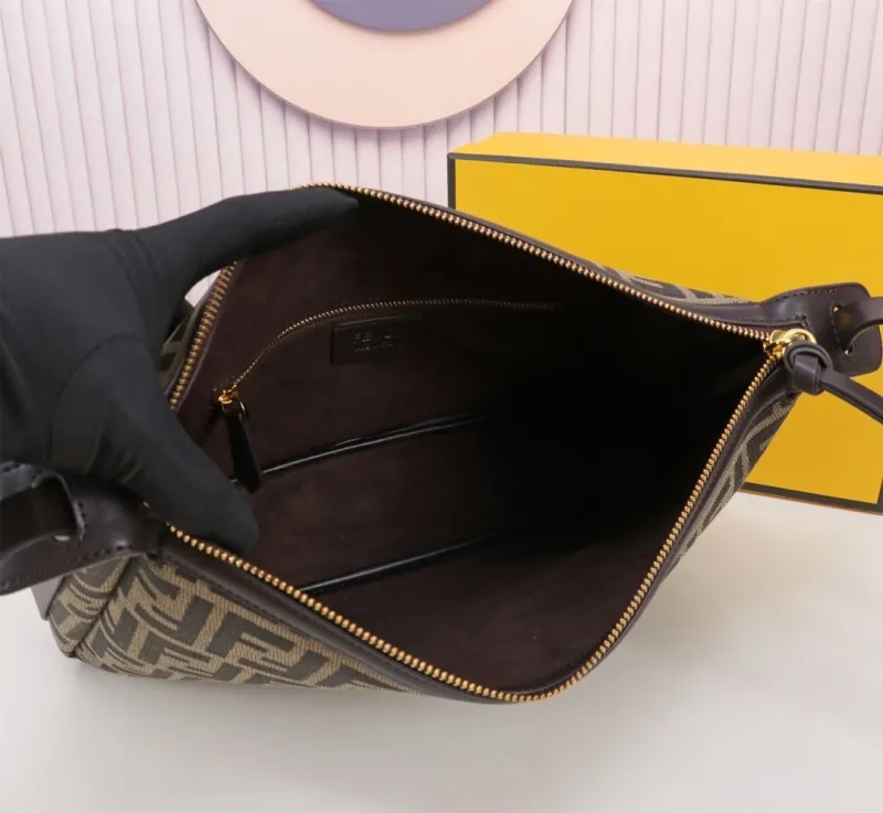 Fendi FF Monogram Brown Satchel Bag 176 - Image 9