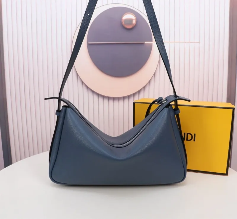 Fendi Blue Leather Satchel Bag 177 - Image 3