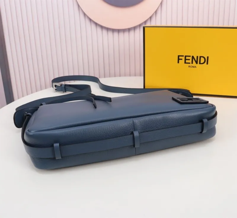 Fendi Blue Leather Satchel Bag 177 - Image 6