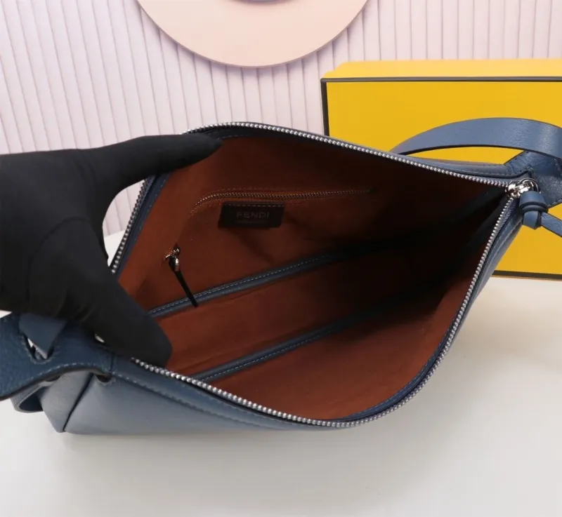 Fendi Blue Leather Satchel Bag 177 - Image 9