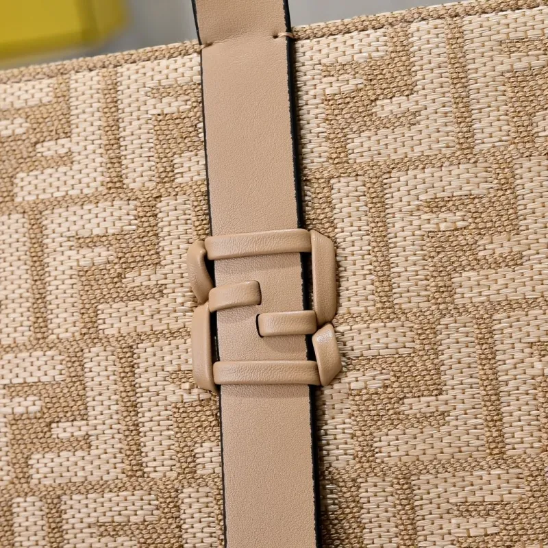 Fendi Beige Fringed FF Logo Tote Bag - Image 3