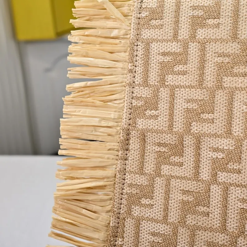 Fendi Beige Fringed FF Logo Tote Bag - Image 4