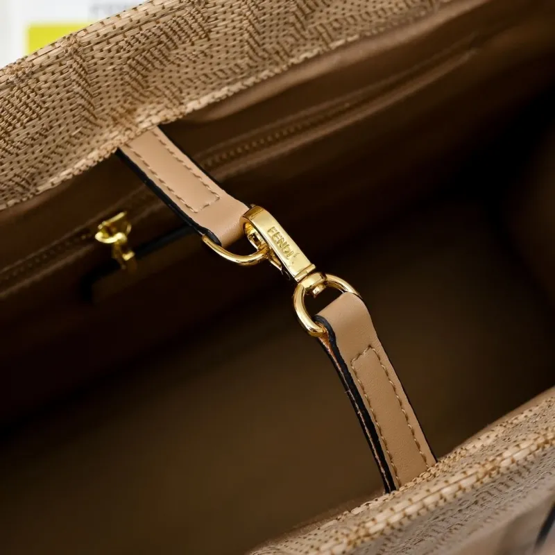 Fendi Beige Fringed FF Logo Tote Bag - Image 8