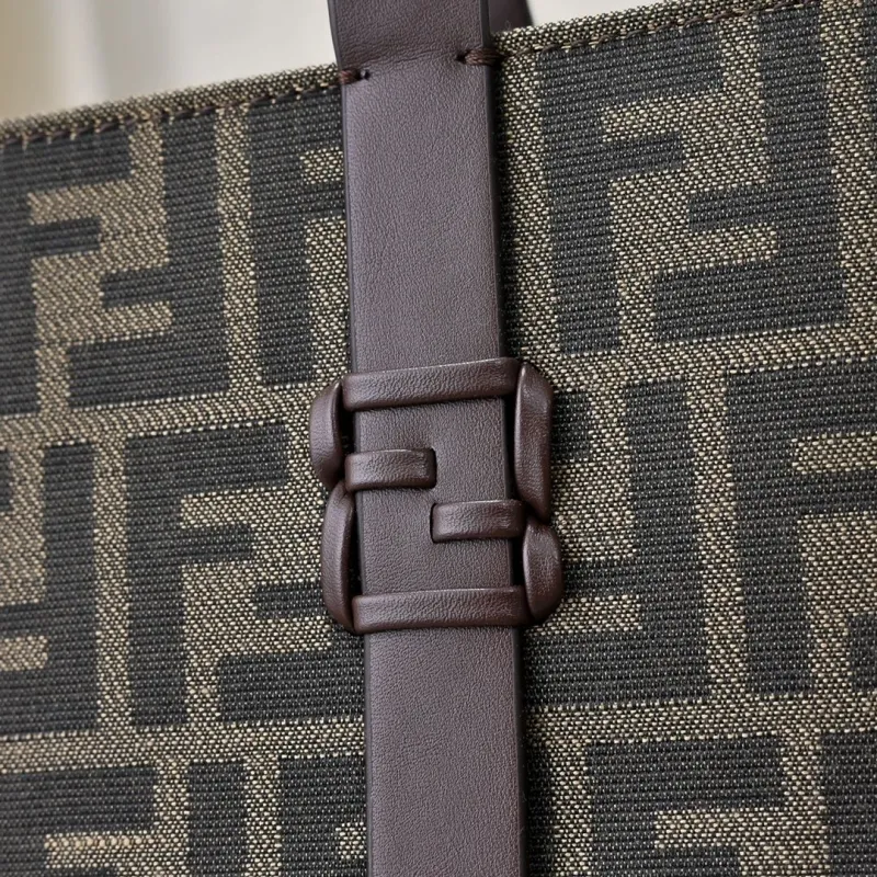 Fendi Brown Fringed FF Pattern Tote Bag - Image 3