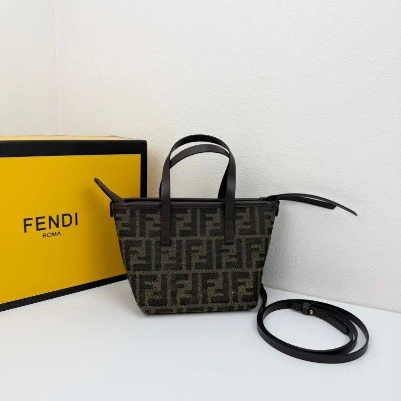 Fendi Mini Tote Bag 8801 Brown FF Monogram - Image 3