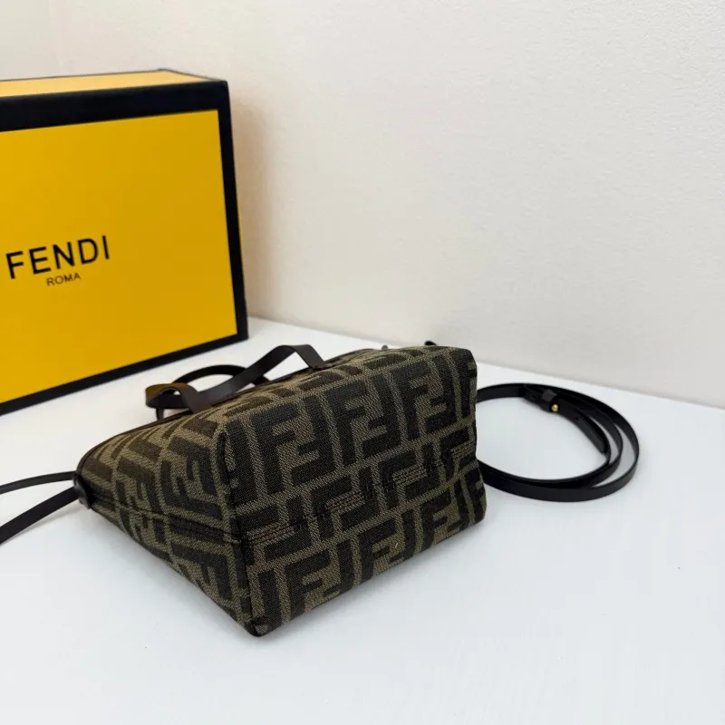 Fendi Mini Tote Bag 8801 Brown FF Monogram - Image 4