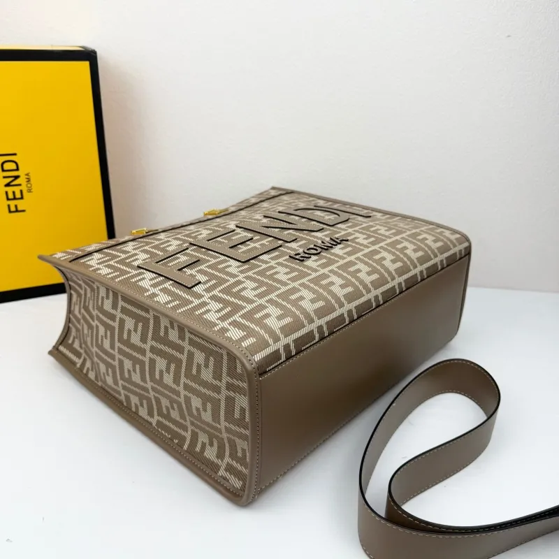 Fendi Taupe Monogram Tote Bag 8833-35 - Image 4