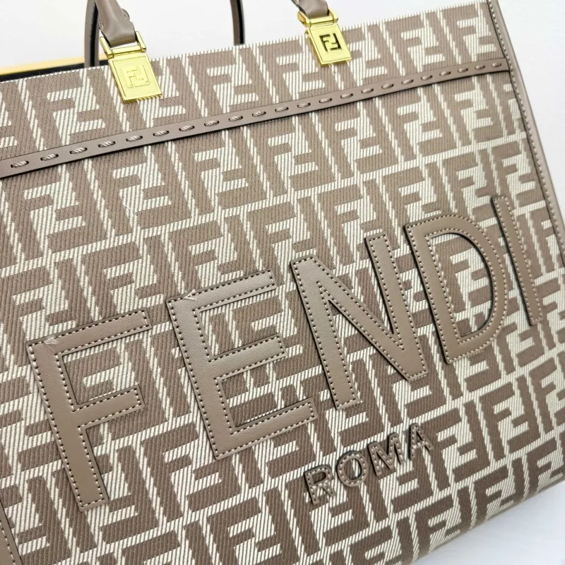 Fendi Taupe Monogram Tote Bag 8833-35 - Image 5
