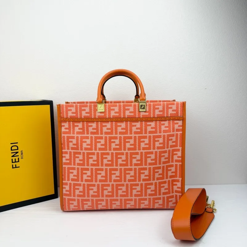 Fendi Orange FF Logo Tote Bag 8833-35 - Image 3