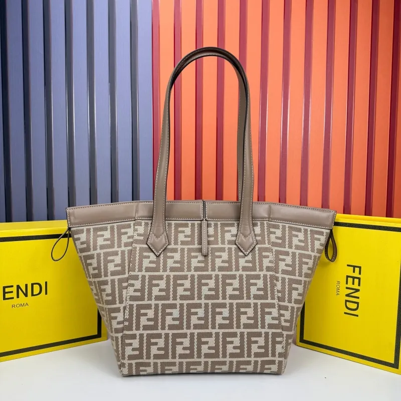 Fendi FF Monogram Tote Bag 8853 Taupe 27x20x29cm - Image 3