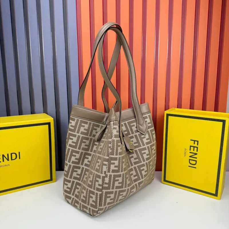 Fendi FF Monogram Tote Bag 8853 Taupe 27x20x29cm - Image 6