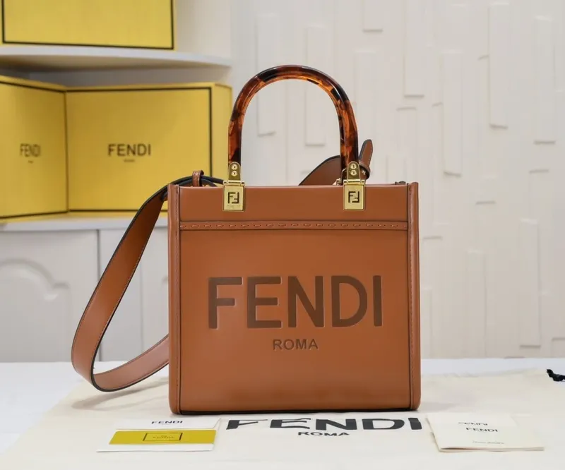 Fendi Roma Brown Leather Tote Bag