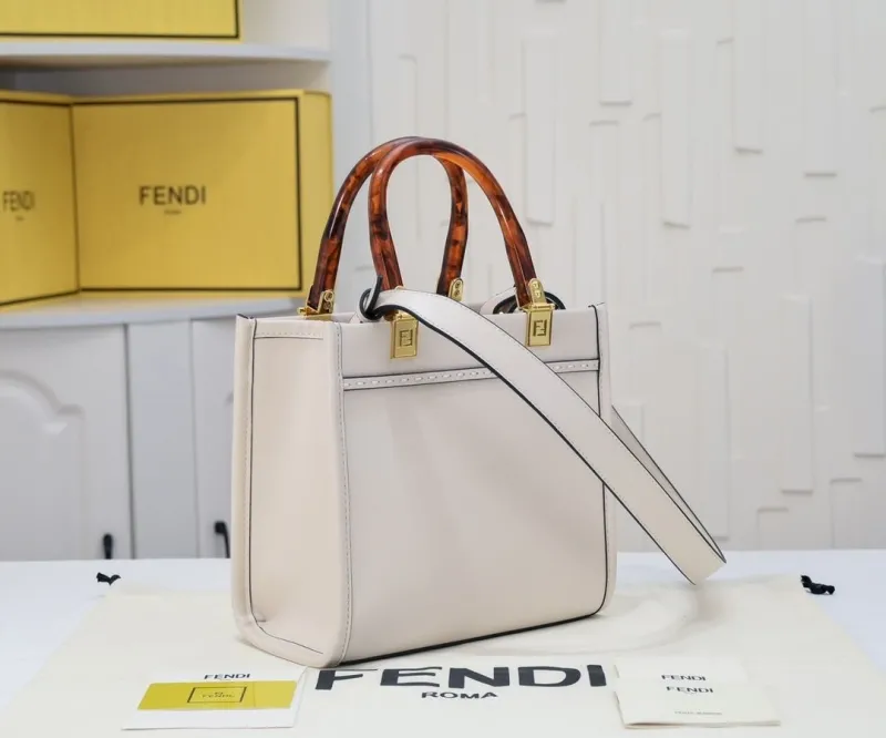 Alternative view of Fendi Roma Cream Leather Tote Shoulder Bag