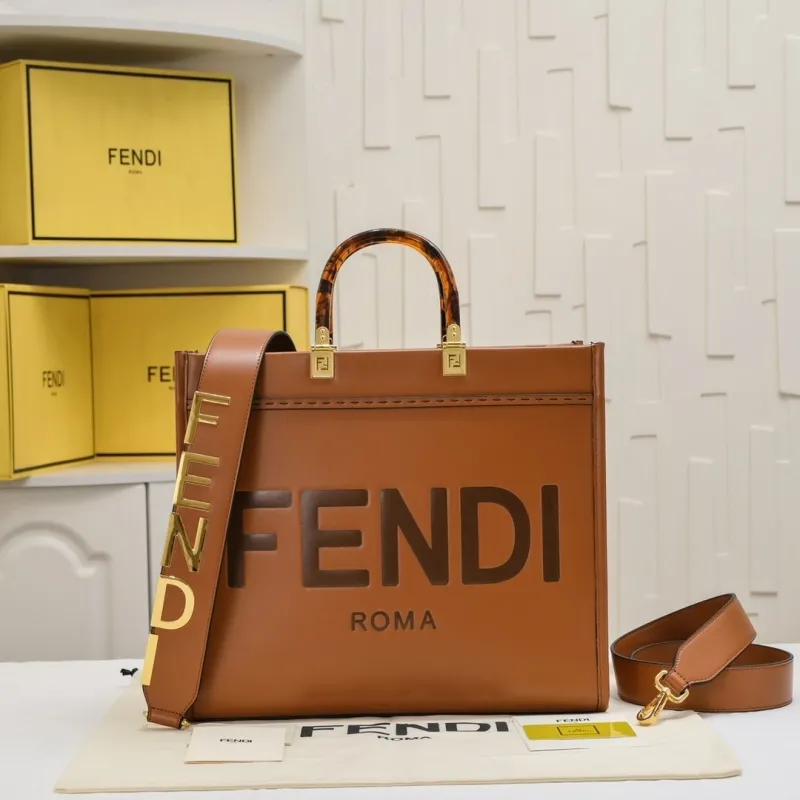 Fendi Brown Leather Tote Bag