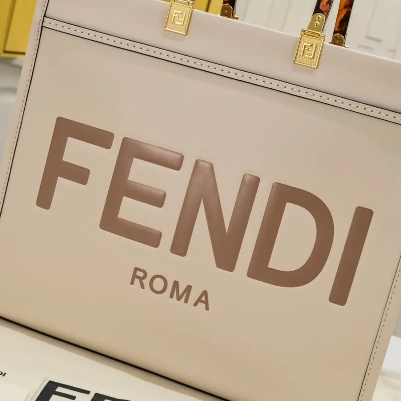 Alternative view of Fendi Roma Beige Leather Tote Bag