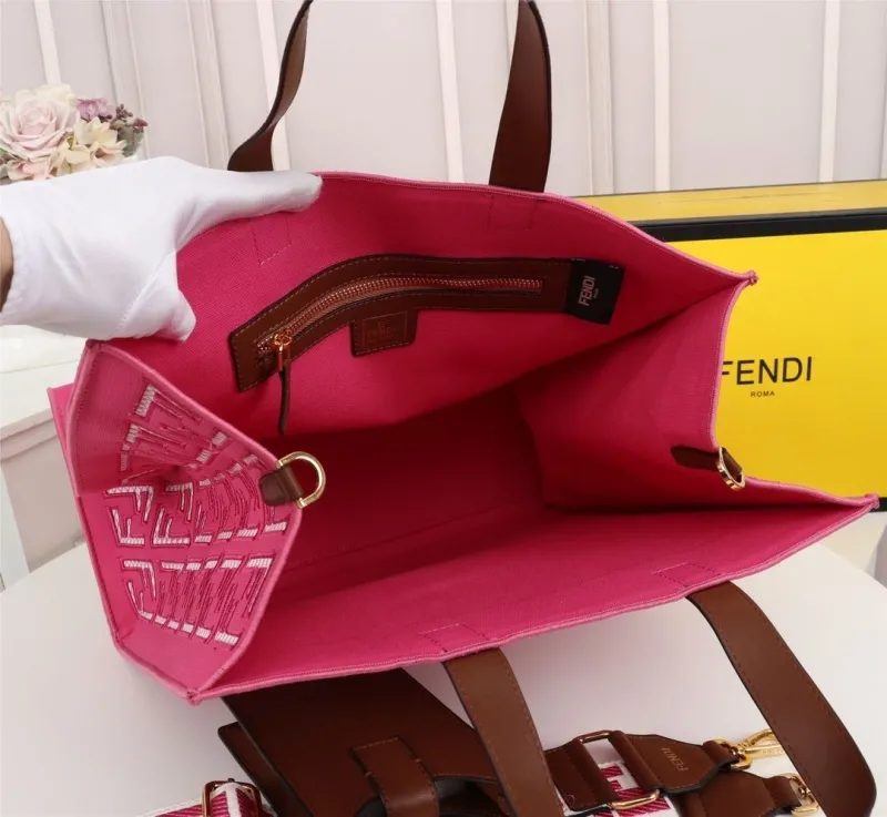 Fendi Pink FF Monogram Tote Bag - Image 9