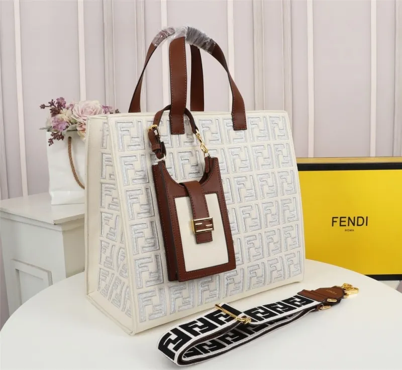 Alternative view of Fendi FF Monogram Tote Bag with Mini Pouch and Shoulder Strap