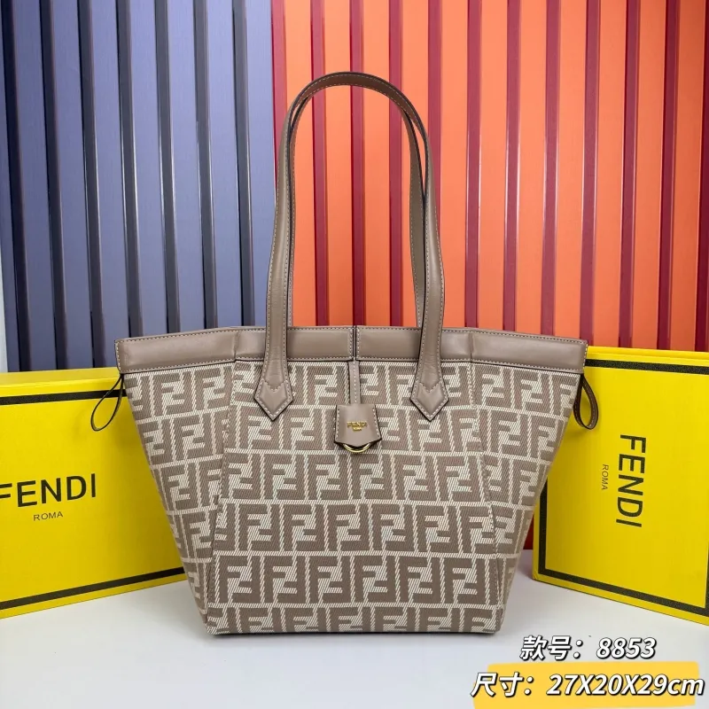 Fendi FF Pattern Beige Tote Bag 8853 Size 27x20x29cm