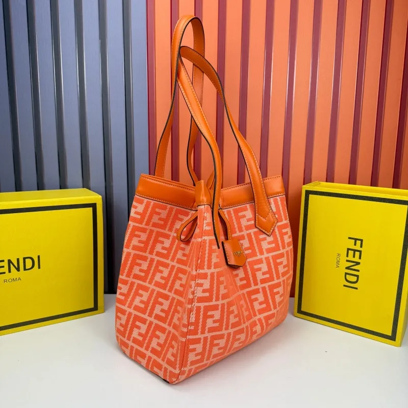 Fendi Orange FF Pattern Tote Bag 8853 - Image 6