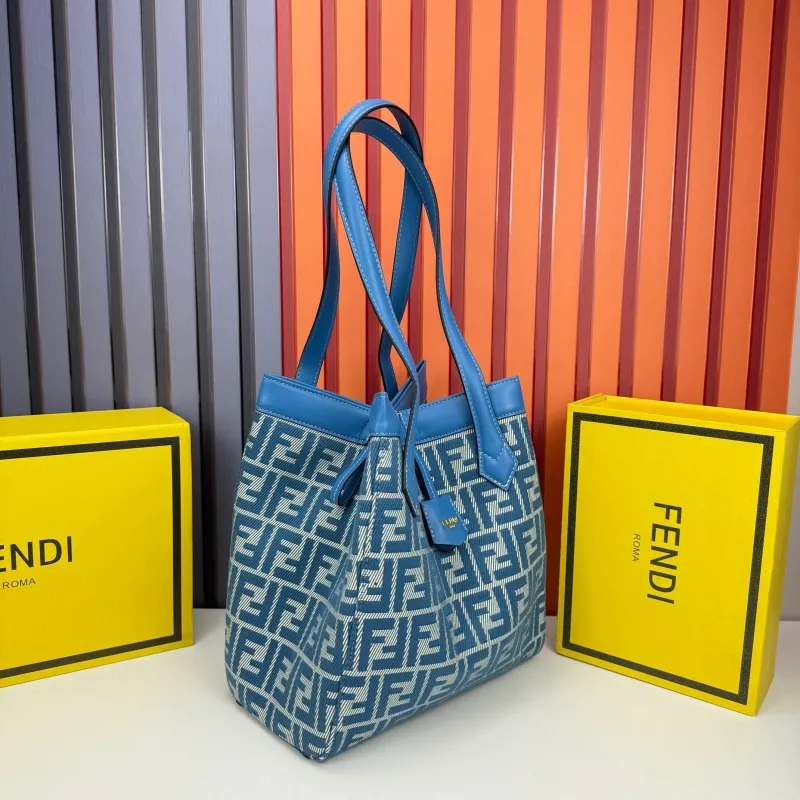 Fendi Blue FF Pattern Tote Bag 8853 - Image 6