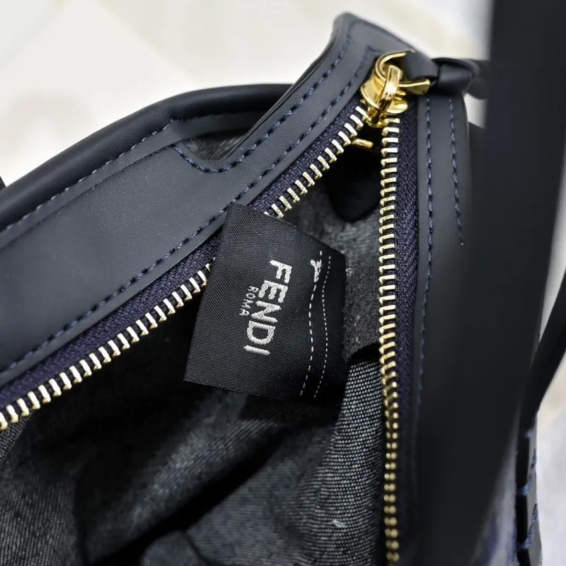 Fendi FF Monogram Denim Tote Bag - Image 8