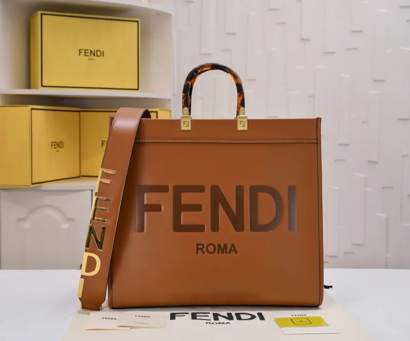 Fendi Roma Brown Leather Tote Bag