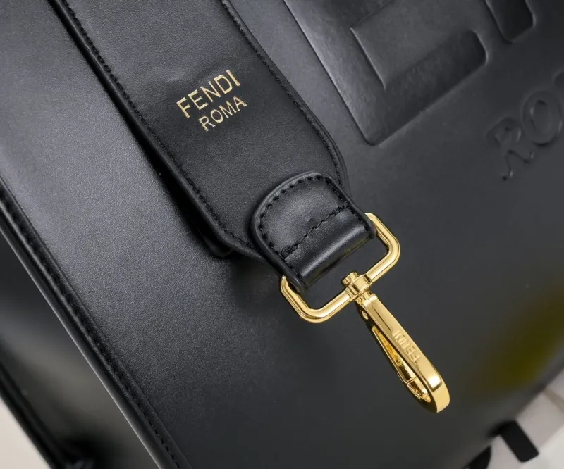 Fendi Black Roma Leather Tote Bag - Image 5